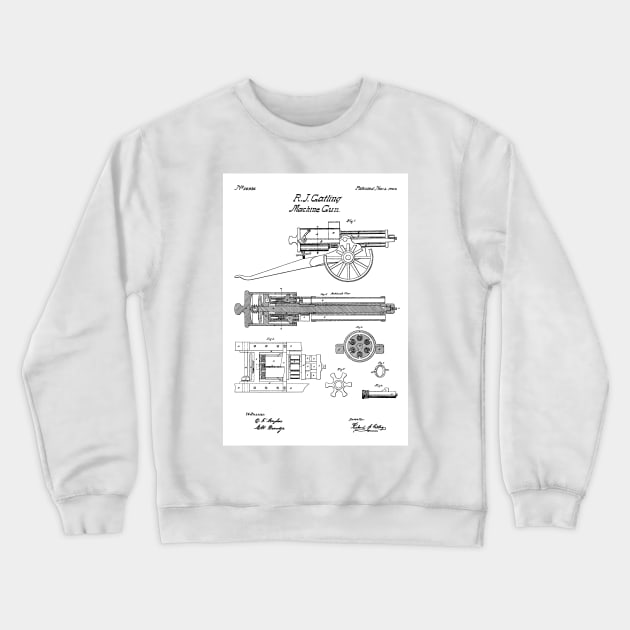 Gatling Gun Patent - 1862 Machine gun - B Crewneck Sweatshirt by SPJE Illustration Photography